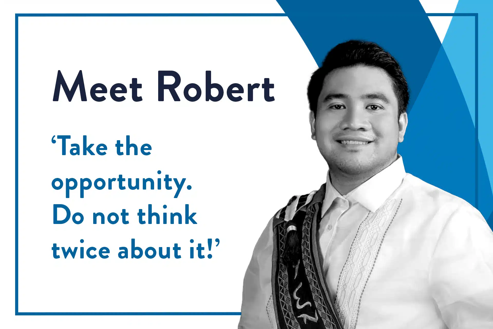 Blog header displaying photo of Evidence in Public Policy student Robert and a quote from his testimonial